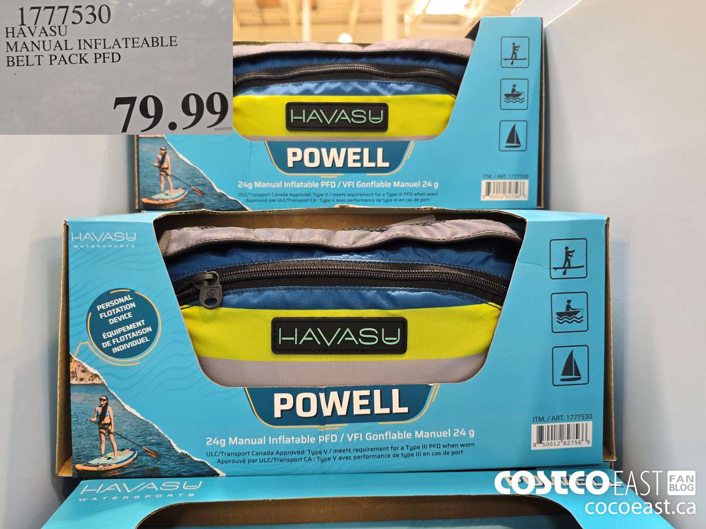 1777530 HAVASU MANUAL INFLATEABLE BELT PACK PFD $79.99