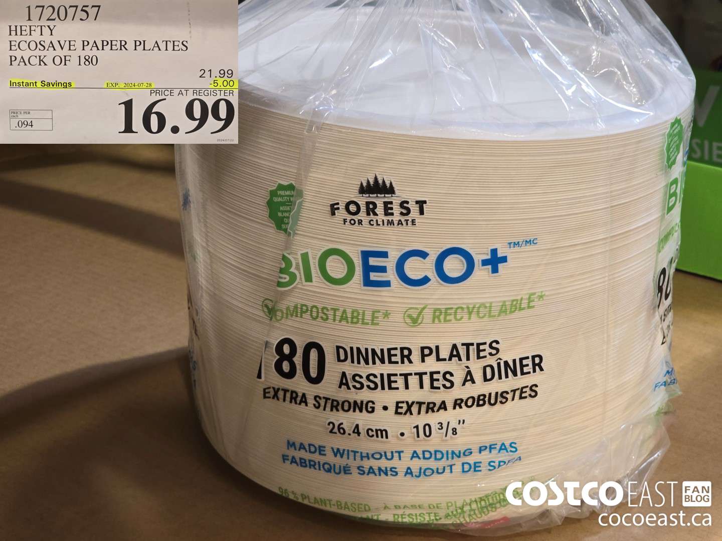 1720757 HEFTY ECOSAVE PAPER PLATES PACK OF 180 ($5.00 INSTANT SAVINGS EXPIRES ON 2024-07-28) $16.99