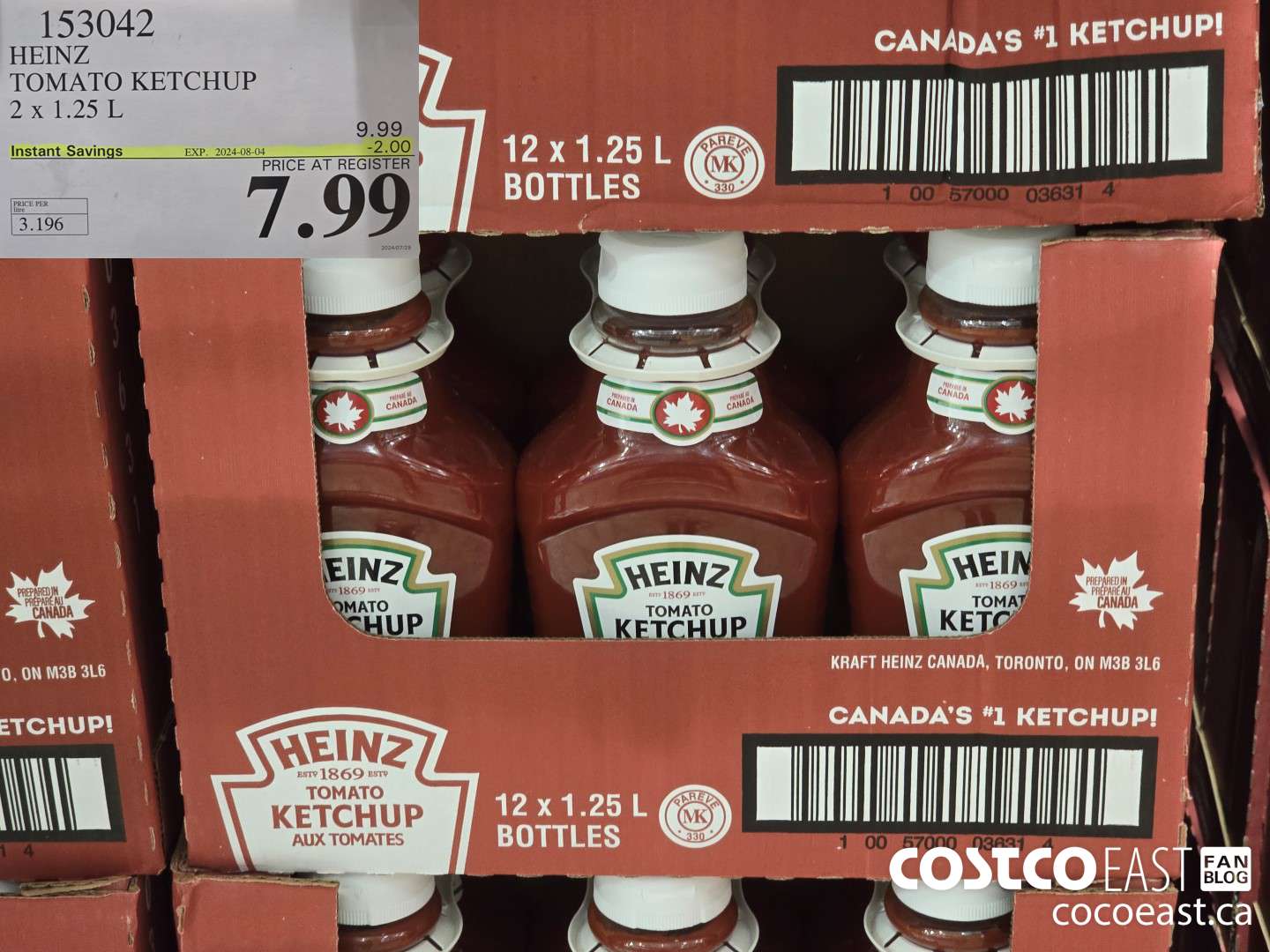 153042 HEINZ TOMATO KETCHUP 2 X 1.25 L ($2.00 INSTANT SAVINGS EXPIRES ON 2024-08-04) $7.99