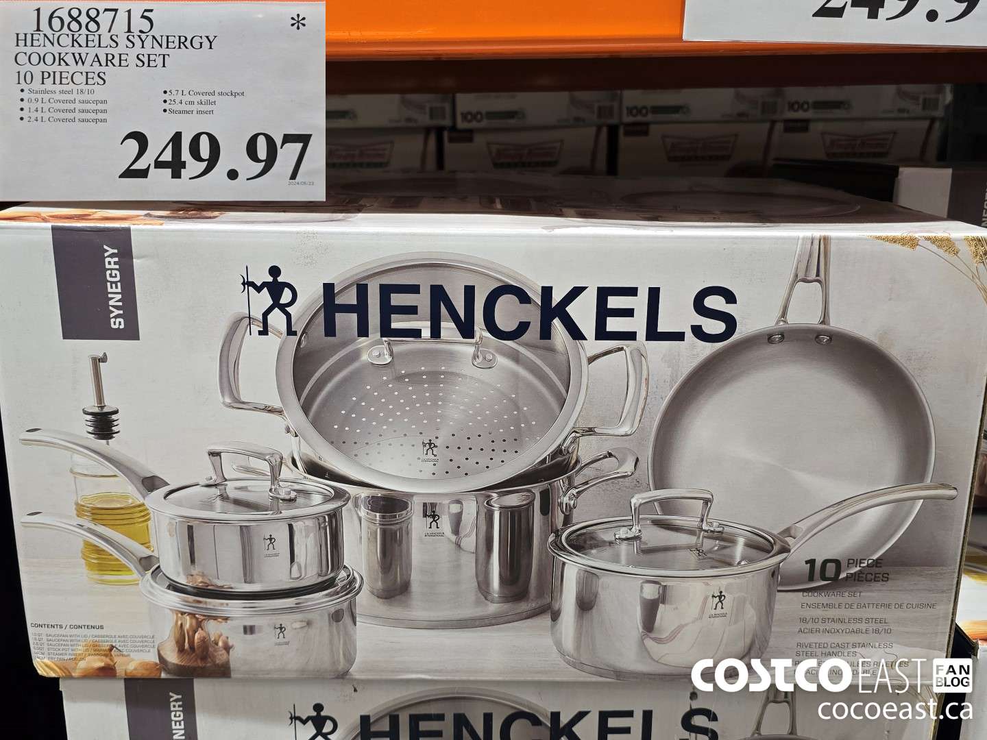1688715 HENCKELS SYNERGY COOKWARE SET 10 PIECES $249.97