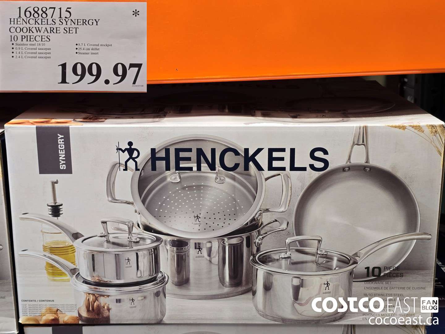 1688715 HENCKELS SYNERGY COOKWARE SET 10 PIECES $199.97