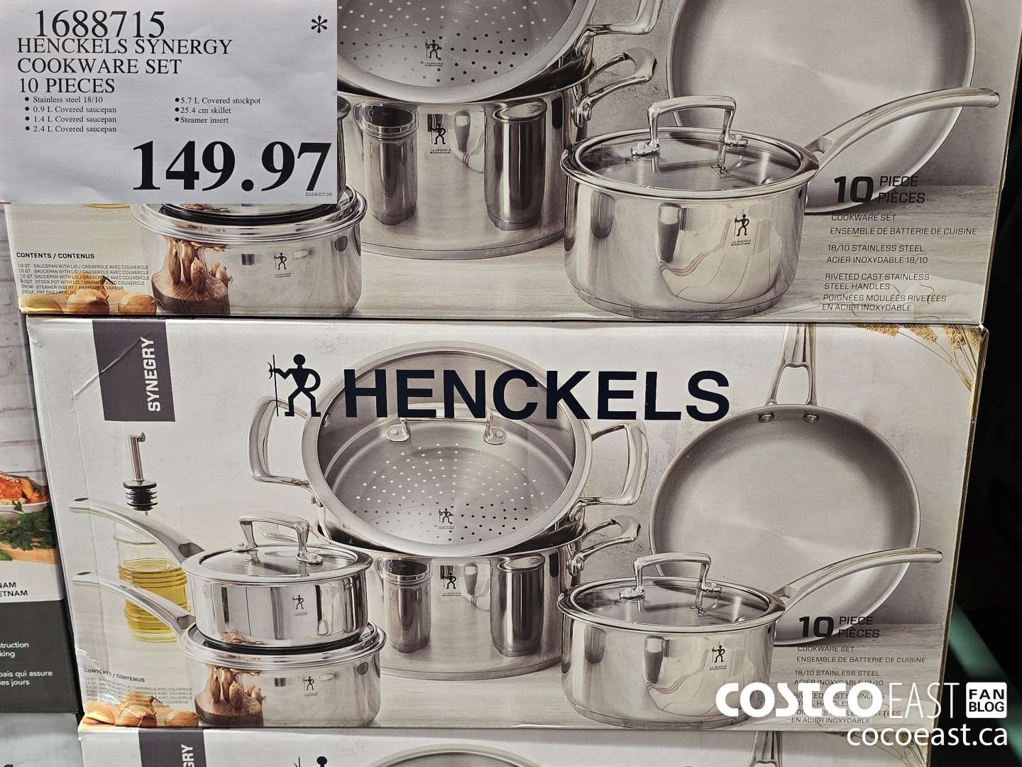 1688715 HENCKELS SYNERGY COOKWARE SET 10 PIECES $149.97