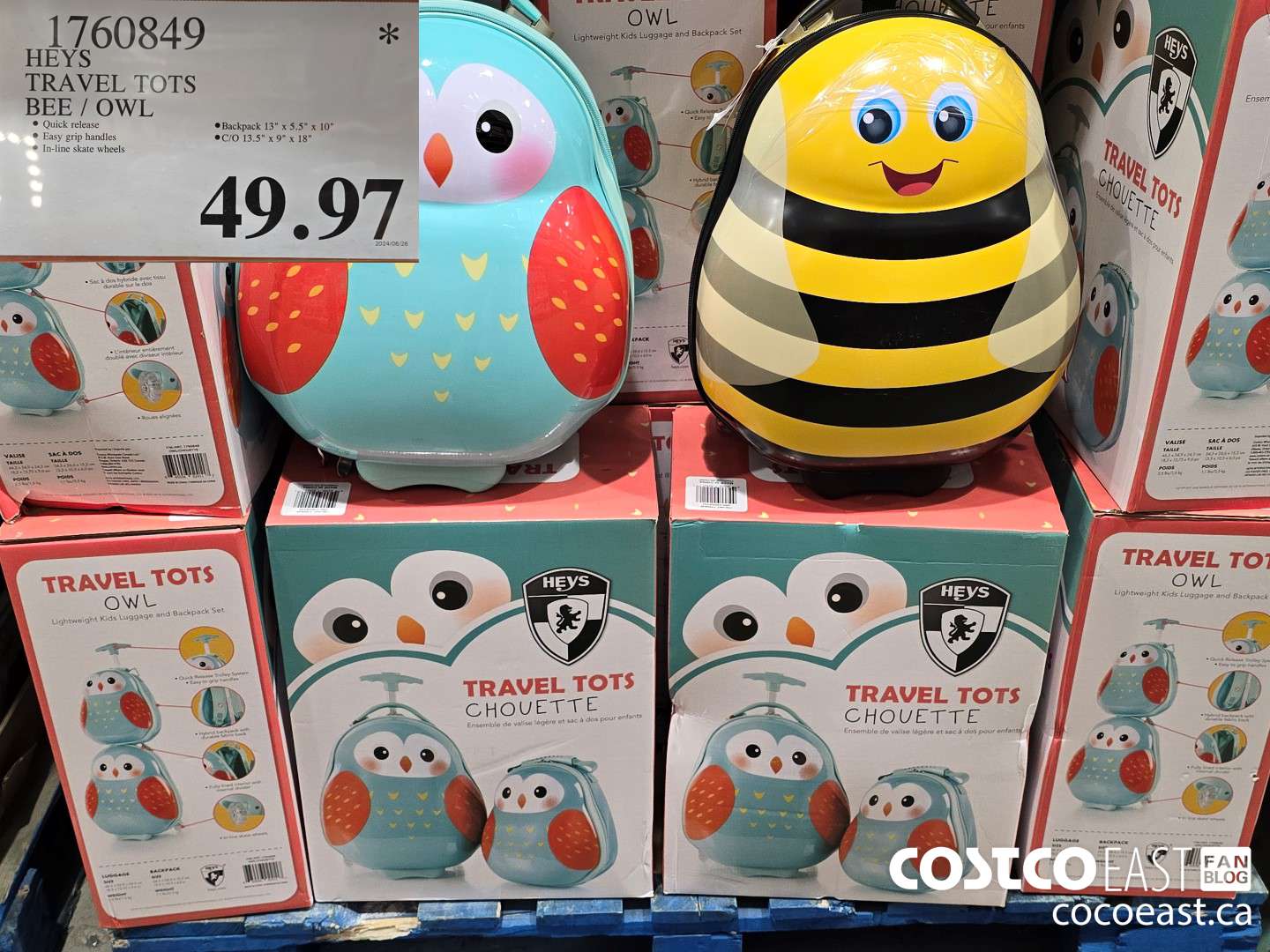 1760849 HEYS TRAVEL TOTS BEE / OWL $49.97