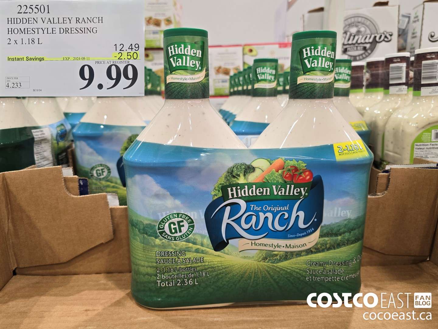 225501 HIDDEN VALLEY RANCH HOMESTYLE DRESSING 2 X 1.18 L ($2.50 INSTANT SAVINGS EXPIRES ON 2024-08-11) $9.99