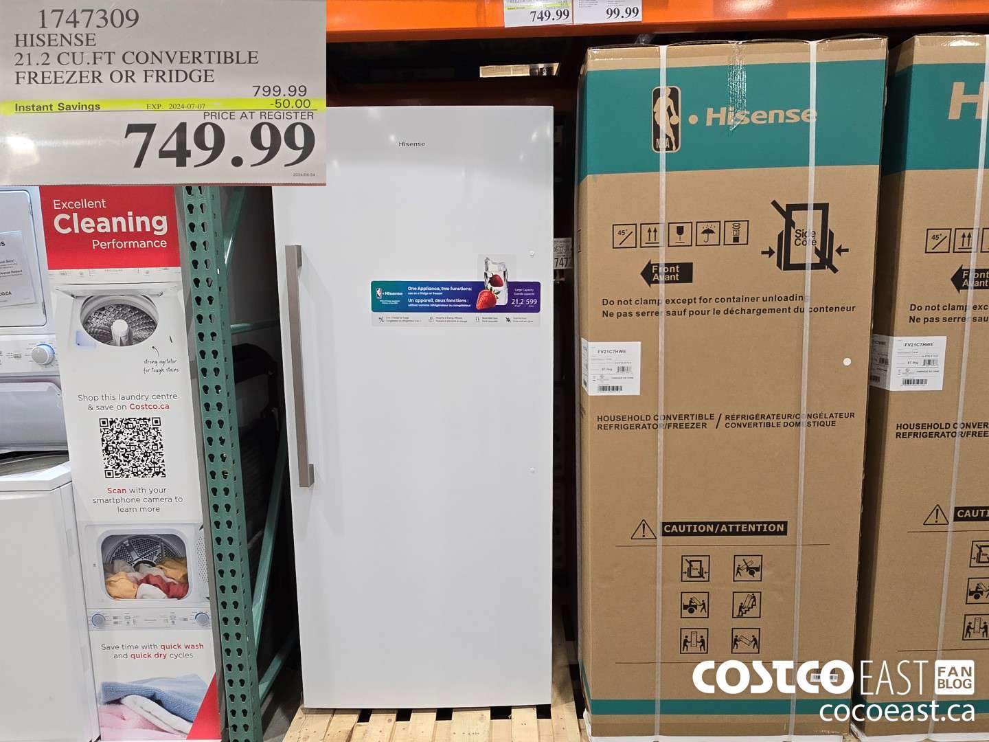 1747309 HISENSE 21.2 CU.FT CONVERTIBLE FREEZER OR FRIDGE ($50.00 INSTANT SAVINGS EXPIRES ON 2024-07-07) $749.99