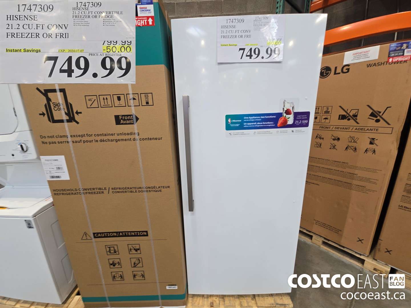 1747309 HISENSE 21.2 CU.FT CONVERTIBLE FREEZER OR FRIDGE ($50.00 INSTANT SAVINGS EXPIRES ON 2024-07-07) $749.99