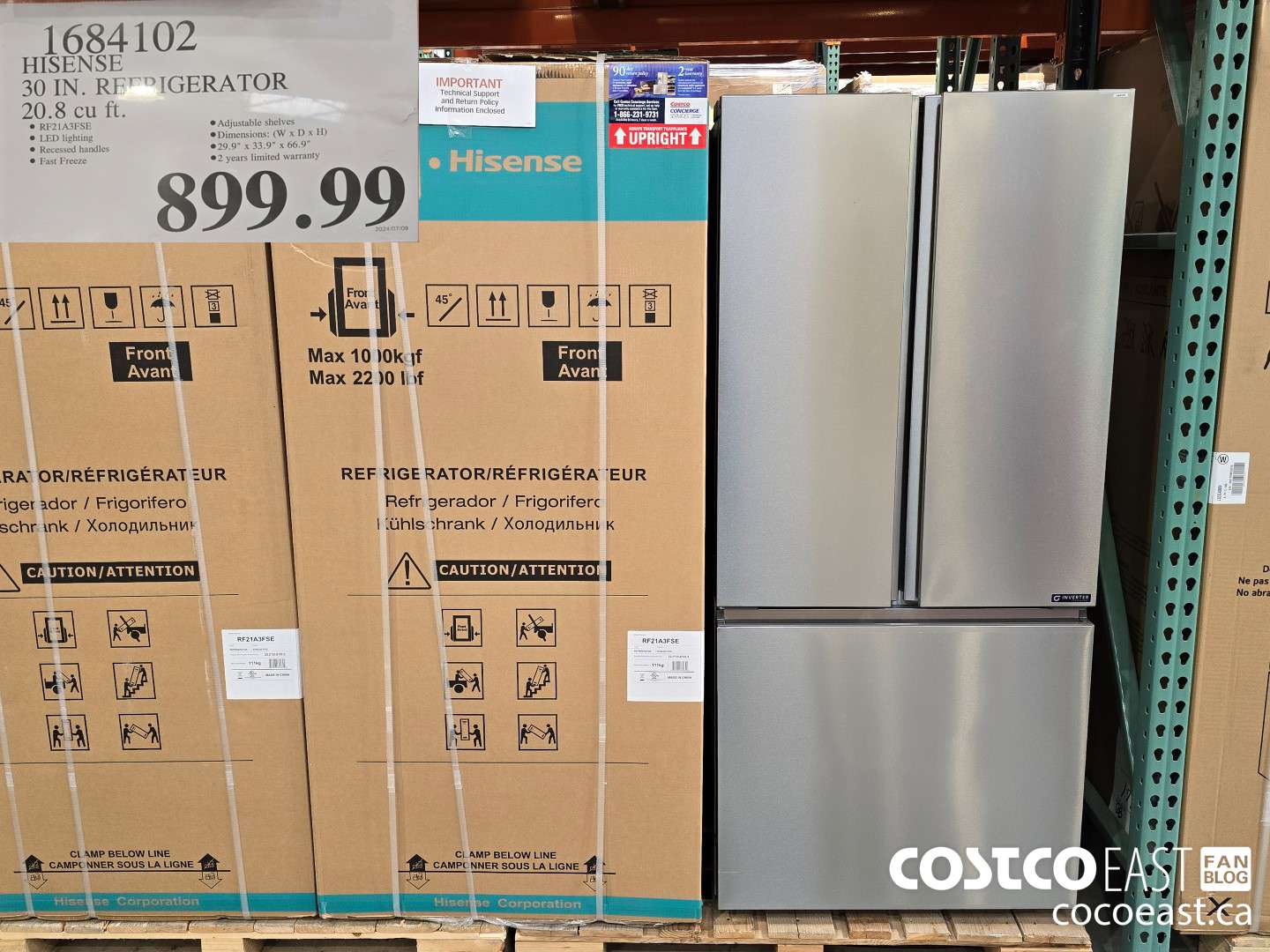 1684102 HISENSE 30 IN. REFRIGERATOR 20.8 CUFT $899.99