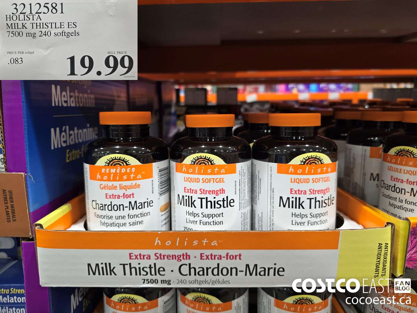3212581 HOLISTA MILK THISTLE ES 250 mg 240 softgels $19.99