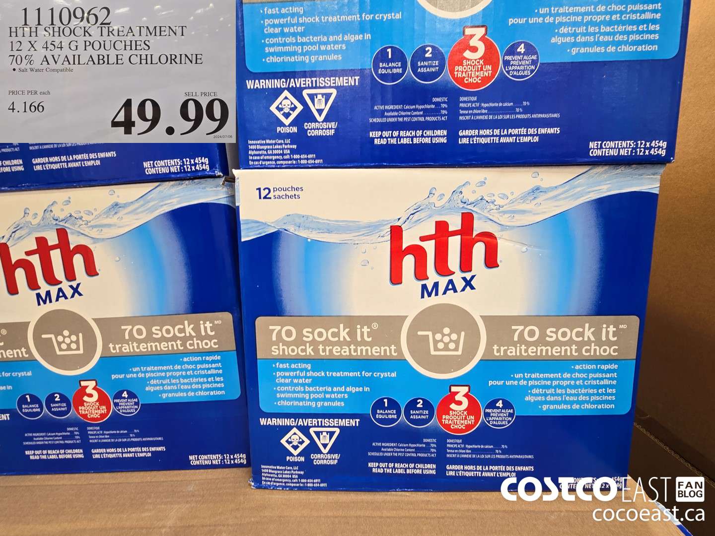1110962 HTH SHOCK TREATMENT 12 X 454 G POUCHES 70% AVAILABLE CHLORINE $49.99