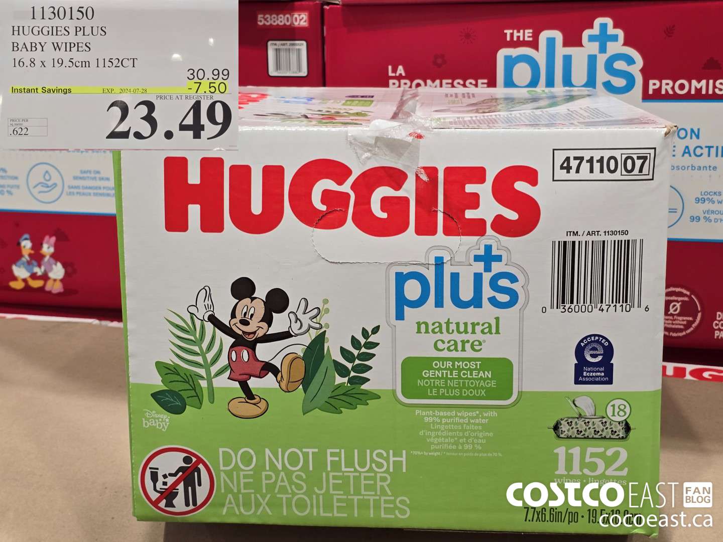1130150 HUGGIES PLUS BABY WIPES 16.8 X 19.5 CM 1152 CT ($7.50 INSTANT SAVINGS EXPIRES ON 2024-07-28) $23.49