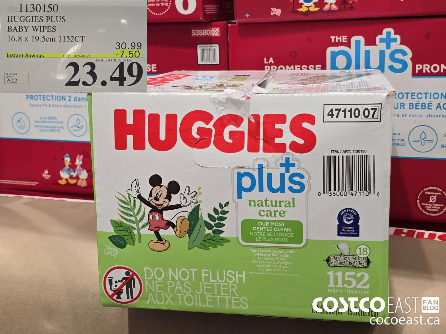 1130150 HUGGIES PLUS BABY WIPES 16.8 X 19.5 CM 1152 CT ($7.50 INSTANT SAVINGS EXPIRES ON 2024-07-28) $23.49