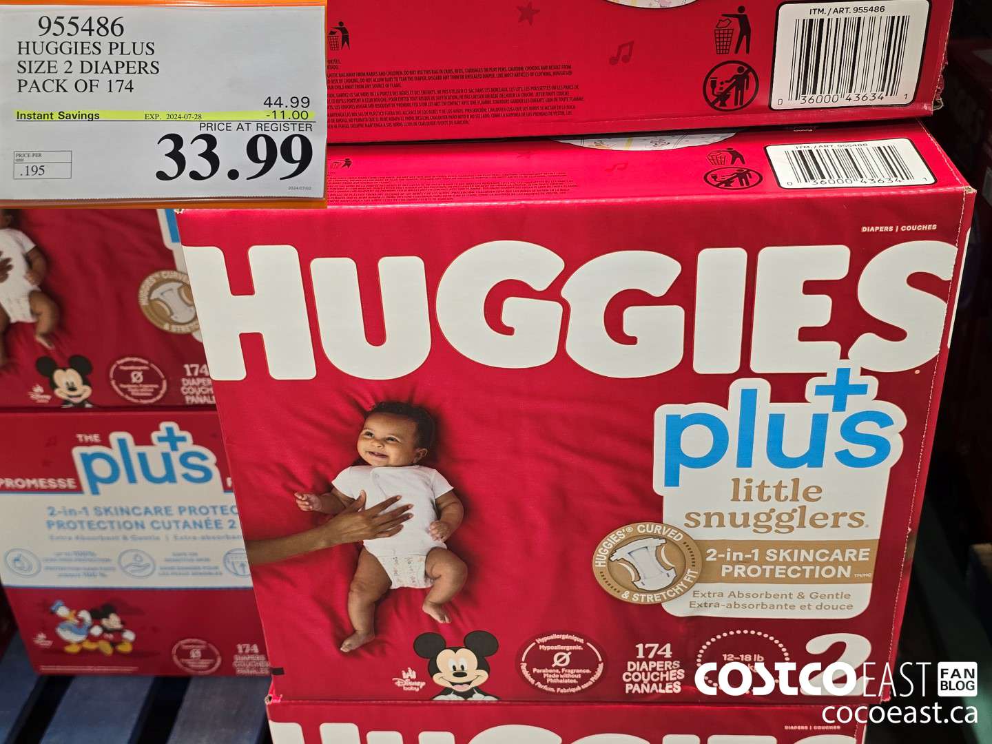955486 HUGGIES PLUS SIZE 2 DIAPERS Pack of 174 ($11.00 INSTANT SAVINGS EXPIRES ON 2024-07-28) $33.99