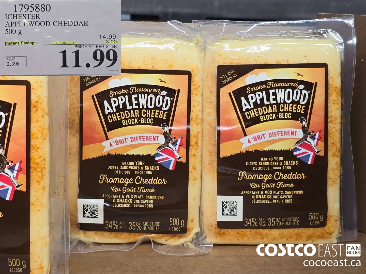 1795880 ICHESTER APPLEWOOD CHEDDAR 500 g ($3.00 INSTANT SAVINGS EXPIRES ON 2024-07-21) $11.99