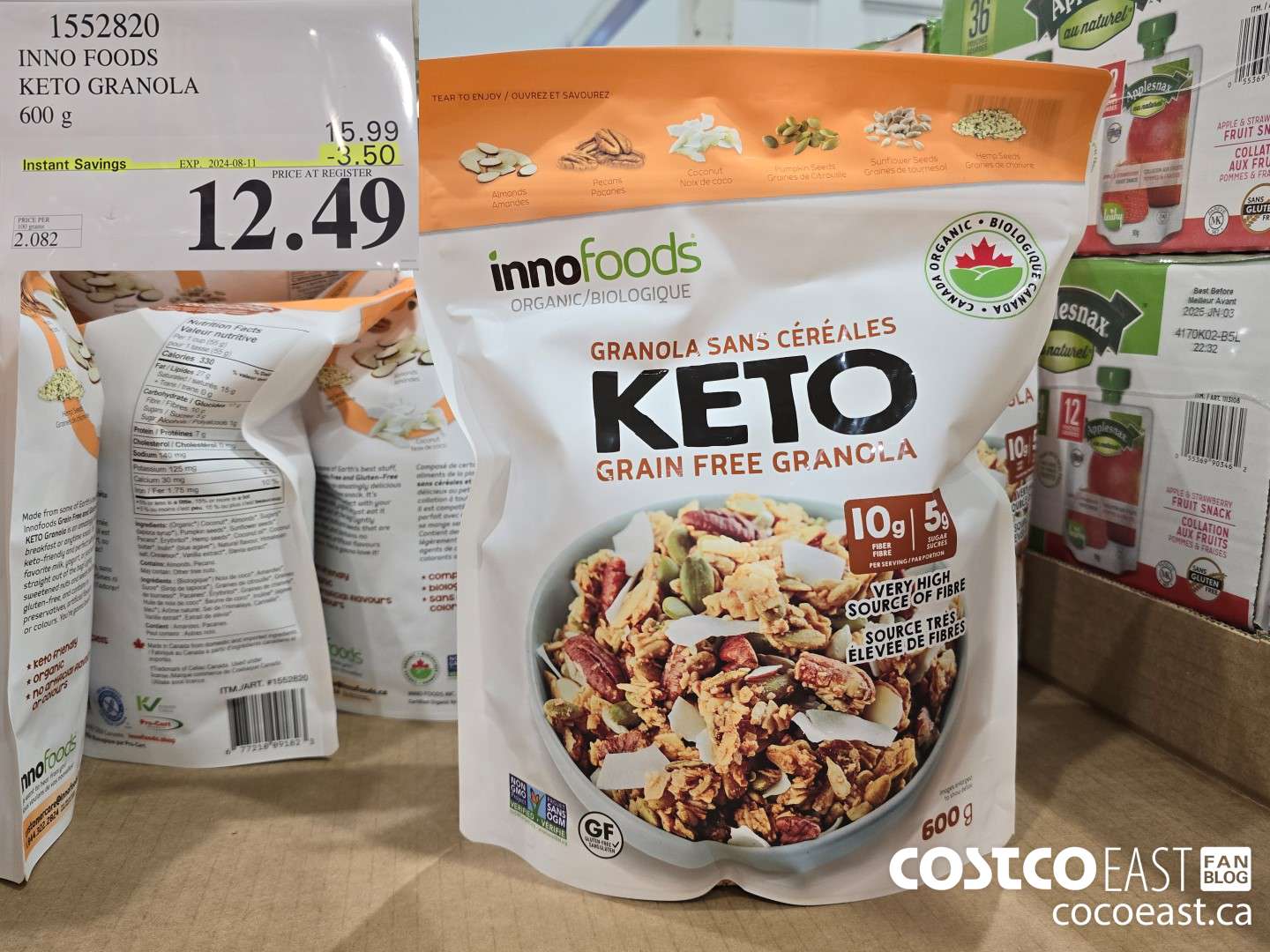 1552820 INNO FOODS KETO GRANOLA 600 G ($3.50 INSTANT SAVINGS EXPIRES ON 2024-08-11) $12.49