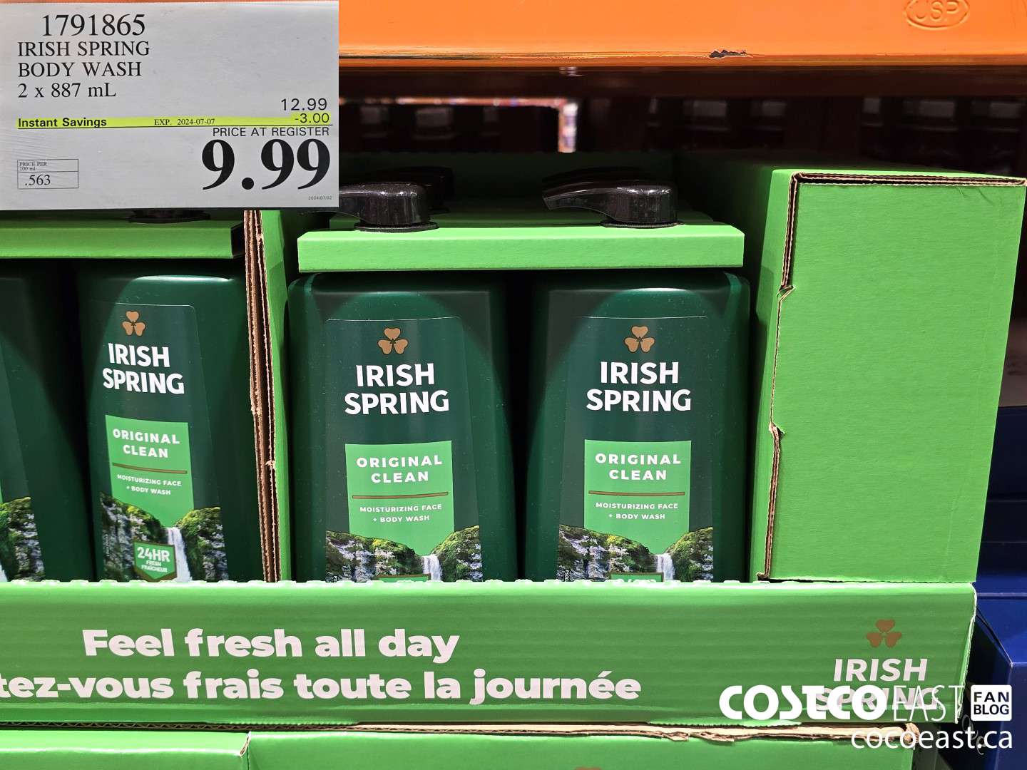 1791865 IRISH SPRING BODY WASH 2 x 887 mL ($3.00 INSTANT SAVINGS EXPIRES ON 2024-07-07) $9.99
