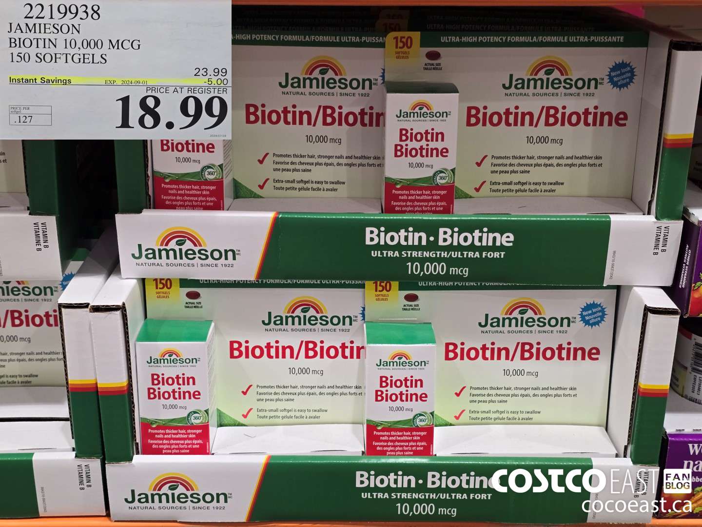 2219938 JAMIESON BIOTIN 10,000 MCG 150 SOFTGELS ($5.00 INSTANT SAVINGS EXPIRES ON 2024-09-01) $18.99