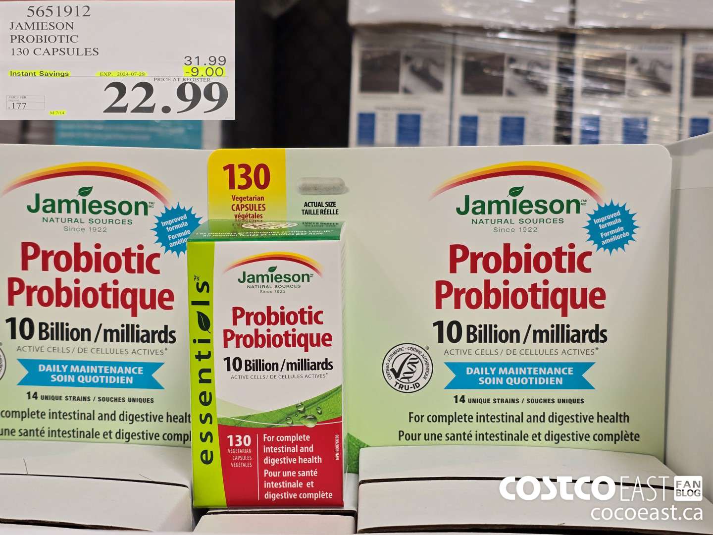5651912 JAMIESON PROBIOTIC 130 CAPSULES ($9.00 INSTANT SAVINGS EXPIRES ON 2024-07-28) $22.99