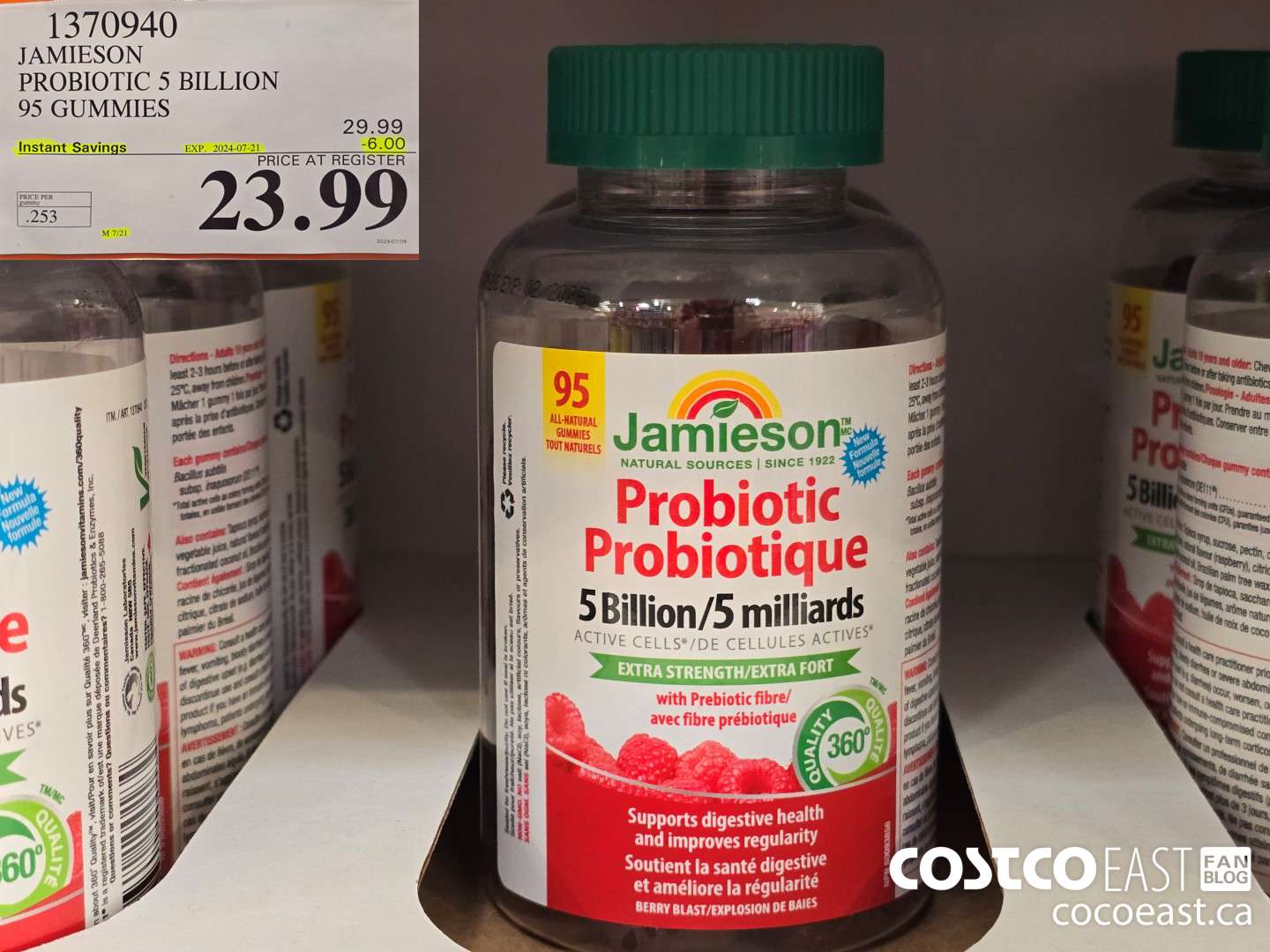 1370940 JAMIESON PROBIOTIC 5 BILLION 95 GUMMIES ($6.00 INSTANT SAVINGS EXPIRES ON 2024-07-21) $23.99