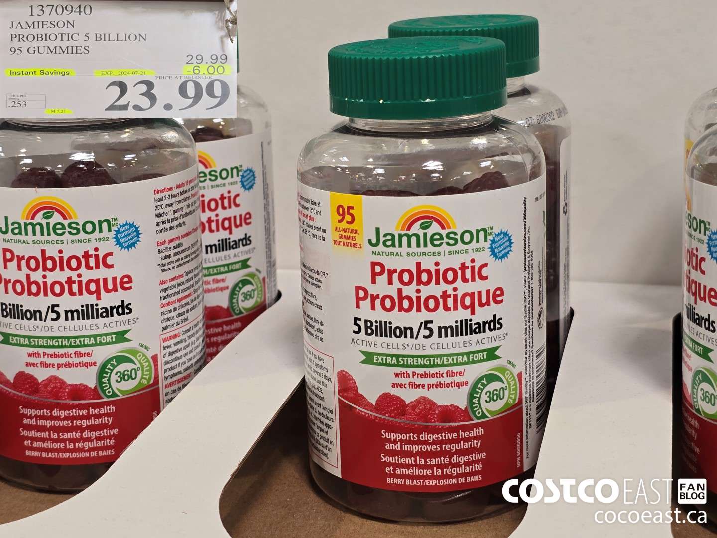 1370940 JAMIESON PROBIOTIC 5 BILLION 95 GUMMIES ($6.00 INSTANT SAVINGS EXPIRES ON 2024-07-21) $23.99
