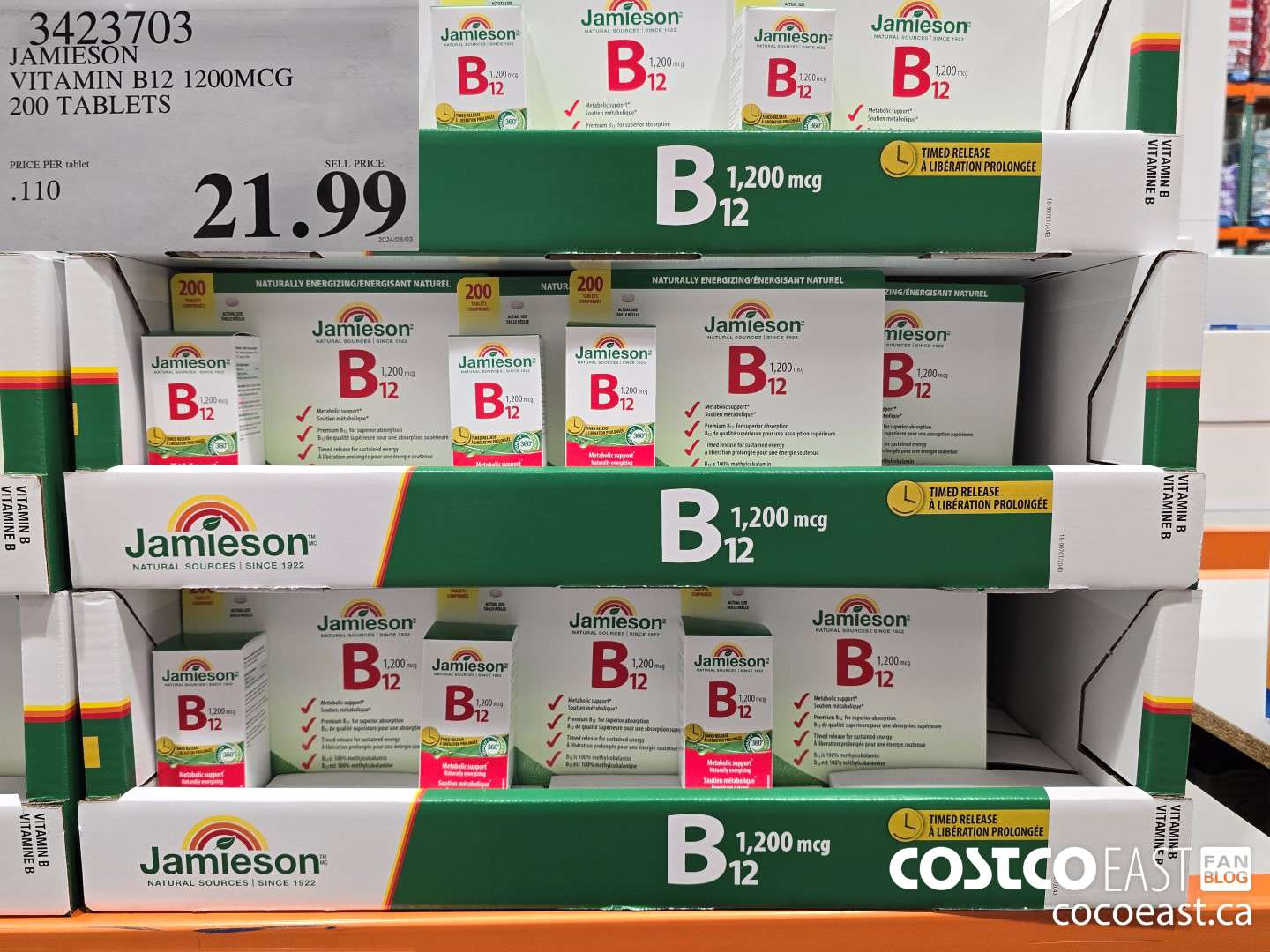 3423703 JAMIESON VITAMIN B12 1200MCG 200 TABLETS $21.99