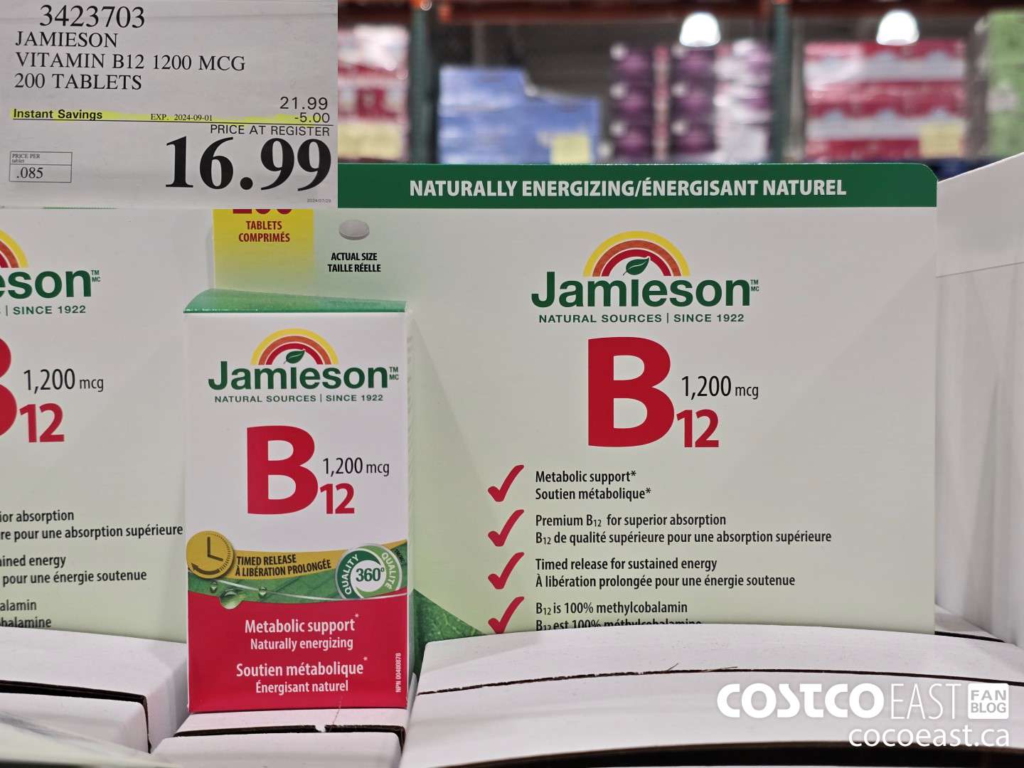 3423703 JAMIESON VITAMIN B12 1200MCG 200 TABLETS ($5.00 INSTANT SAVINGS EXPIRES ON 2024-09-01) $16.99