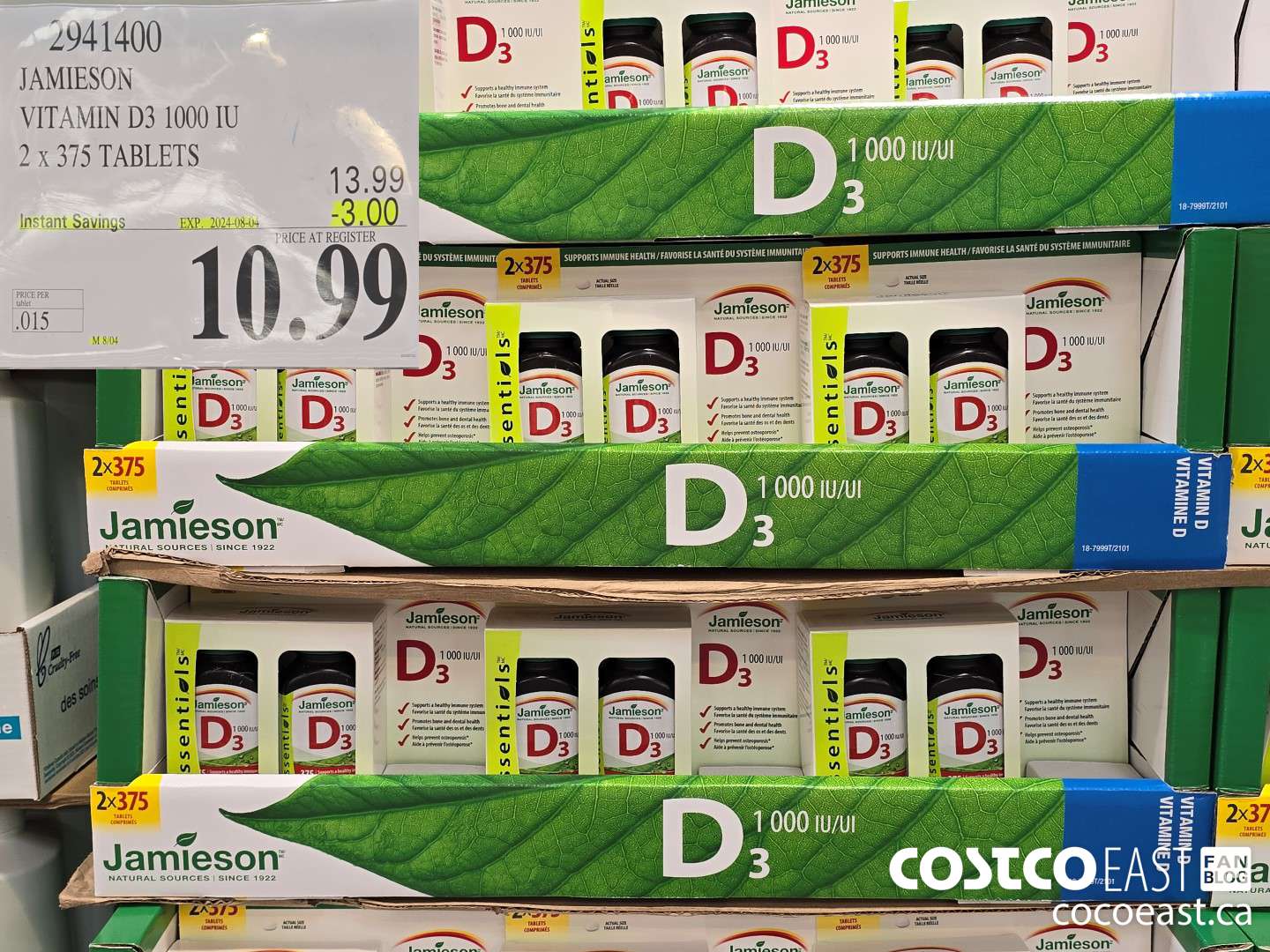 2941400 JAMIESON VITAMIN D3 1000IU 2 X 375 TABLETS ($3.00 INSTANT SAVINGS EXPIRES ON 2024-08-04) $10.99