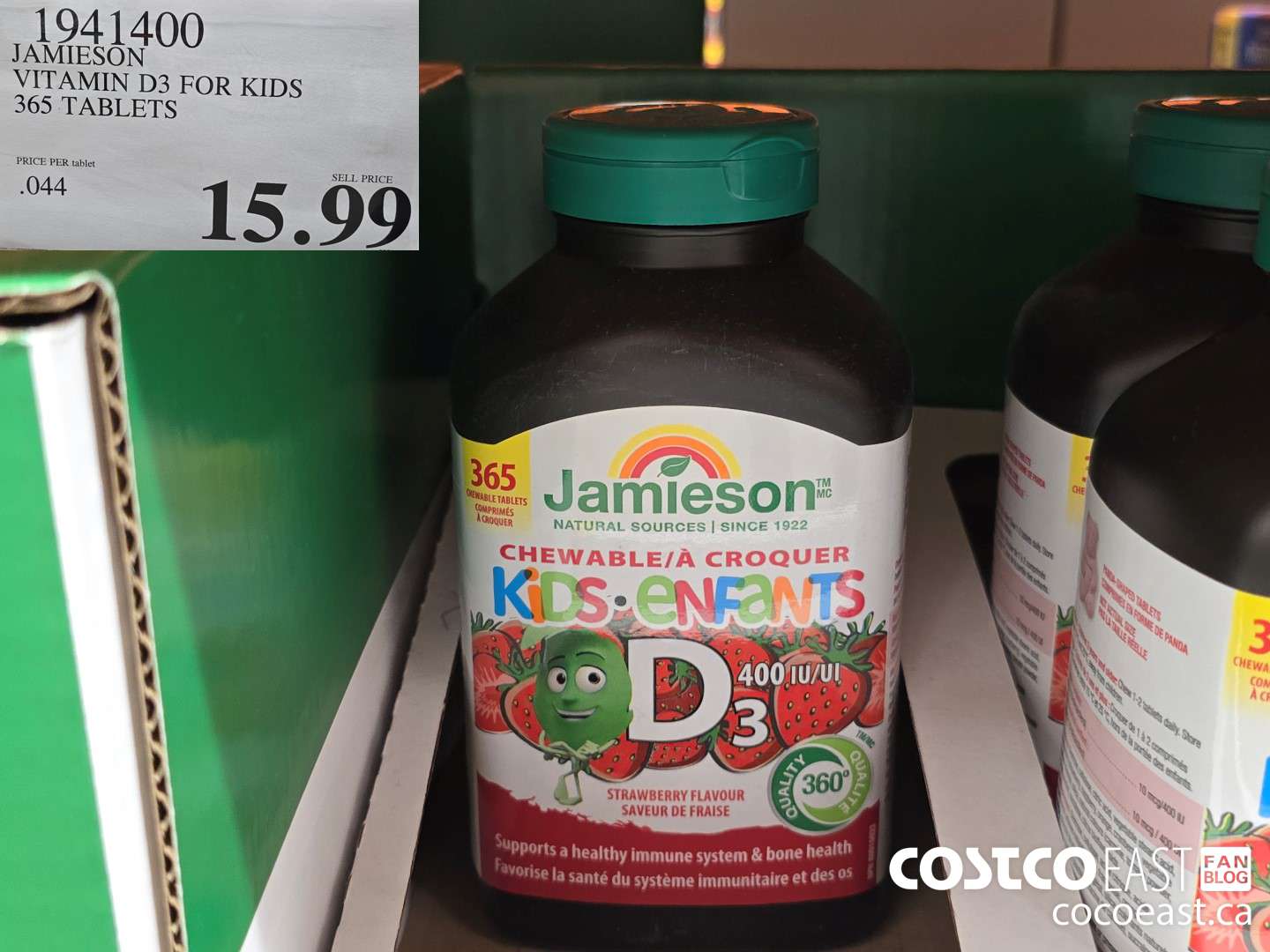 1941400 JAMIESON VITAMIN D3 FOR KIDS 365 TABLETS $15.99