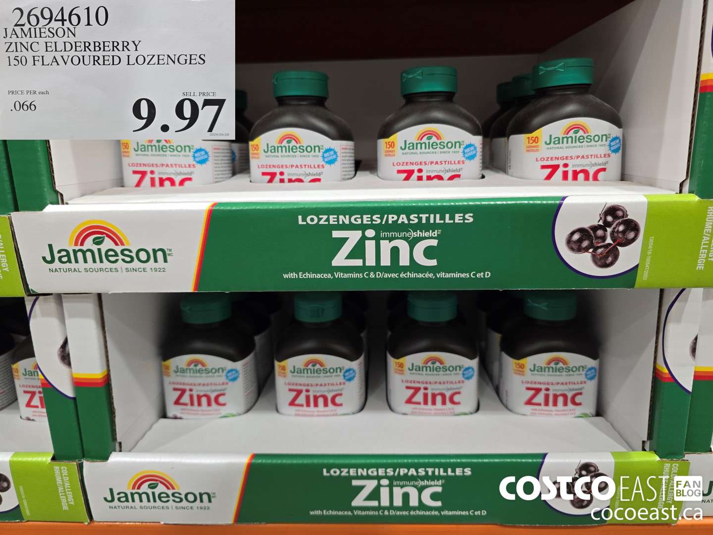 2694610 JAMIESON ZINC ELDERBERRY 150 FLAVOURED LOZENGES $9.97