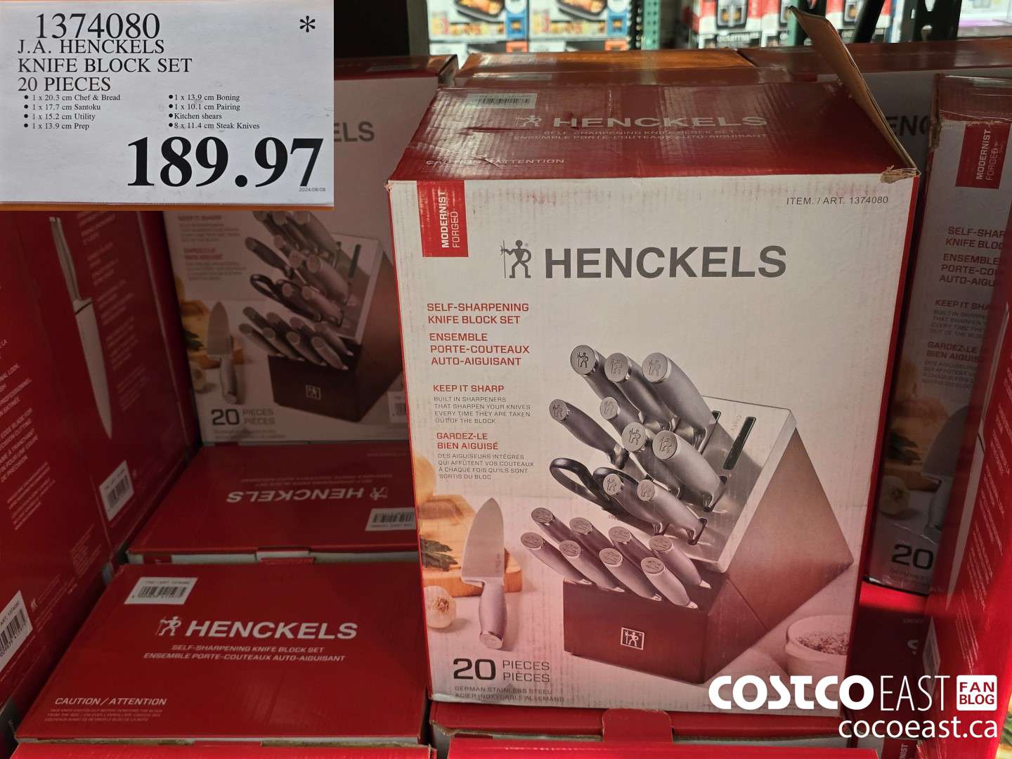 1374080 J.A. HENCKELS KNIFE BLOCK SET 20 PIECES $189.97