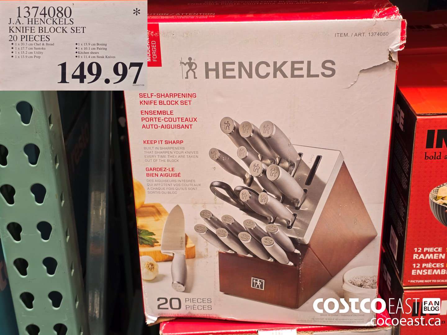 1374080 J.A. HENCKELS KNIFE BLOCK SET 20 PIECES $149.97
