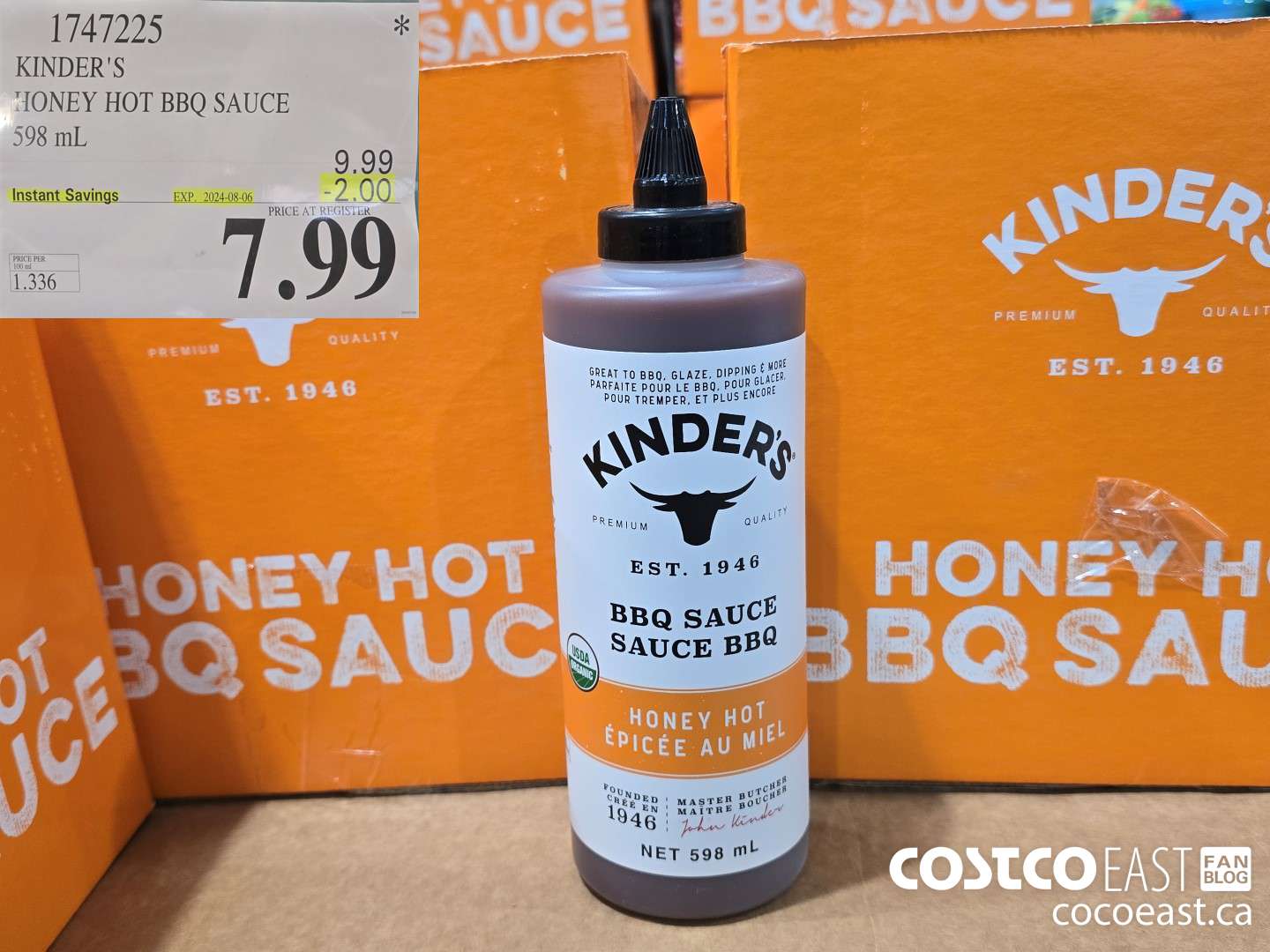 1747225 KINDER'S HONEY HOT BBQ SAUCE 598 mL ($2.00 INSTANT SAVINGS EXPIRES ON 2024-08-06) $7.99