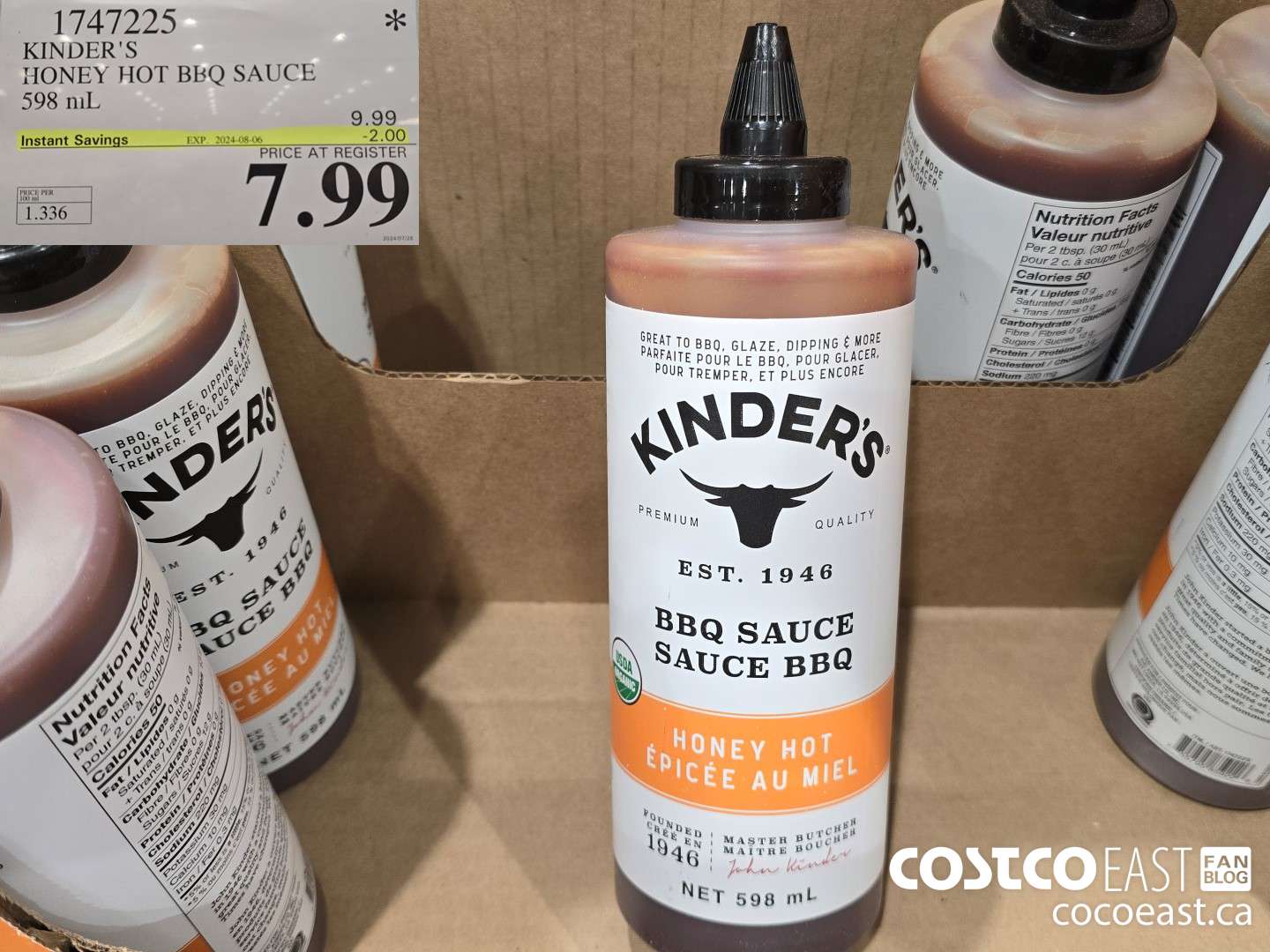 1747225 KINDER'S HONEY HOT BBQ SAUCE 598 mL ($2.00 INSTANT SAVINGS EXPIRES ON 2024-08-06) $7.99