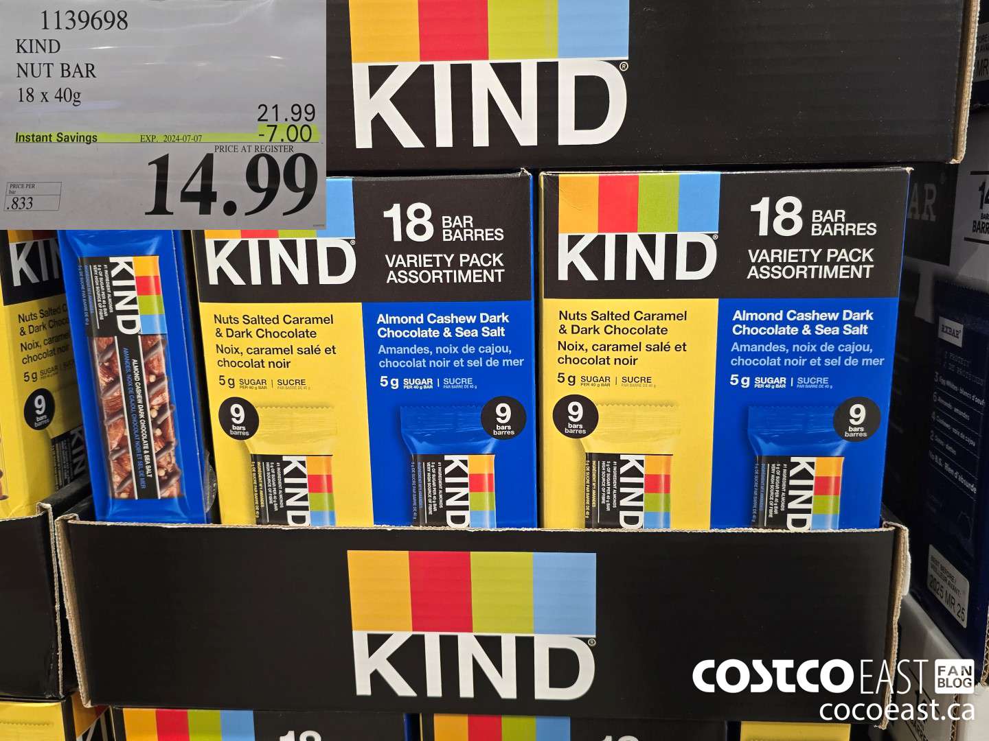 1139698 KIND NUT BAR 18 x 40G ($7.00 INSTANT SAVINGS EXPIRES ON 2024-07-07) $14.99