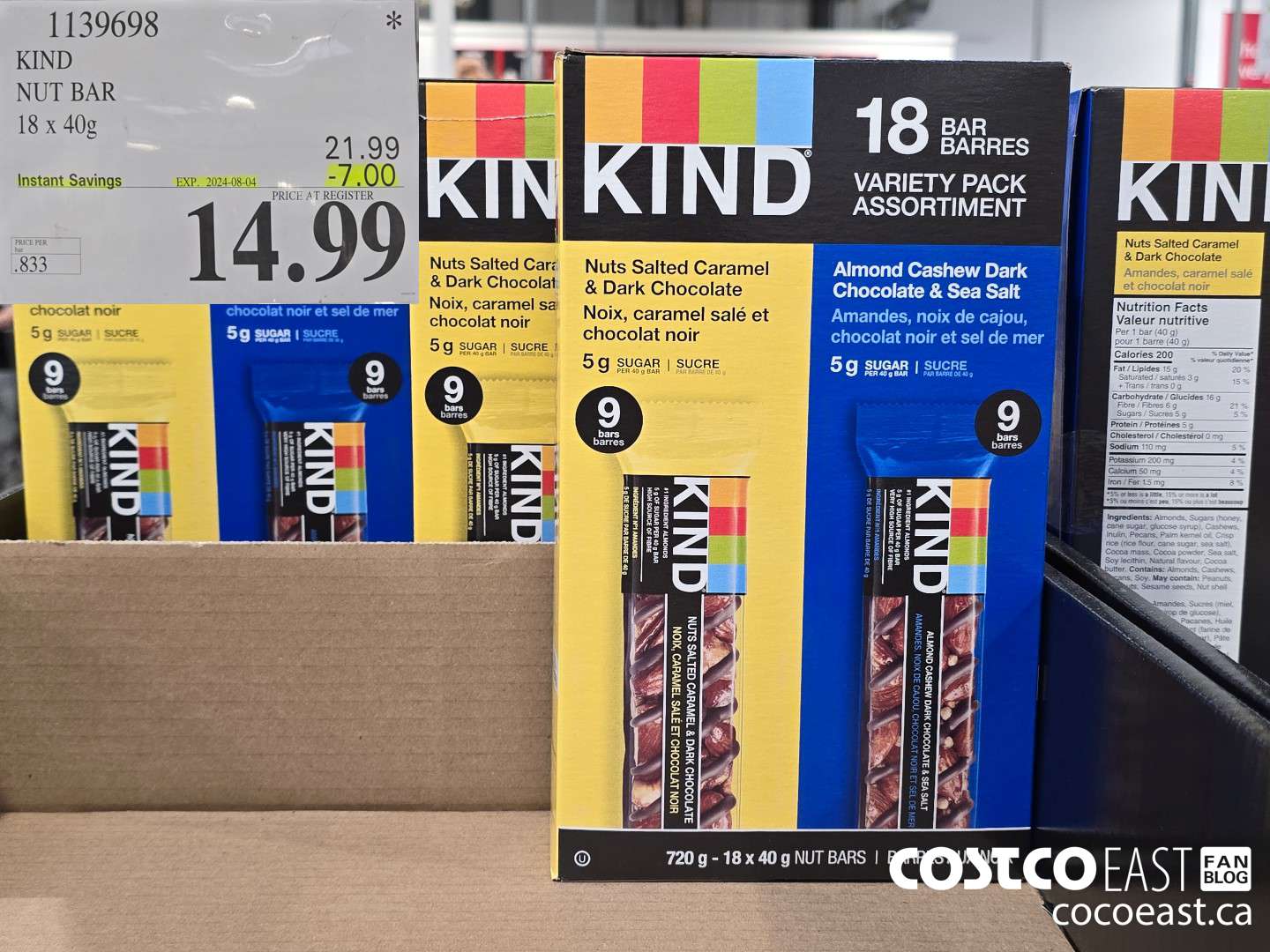 1139698 KIND NUT BAR 18 x 40G ($7.00 INSTANT SAVINGS EXPIRES ON 2024-08-04) $14.99