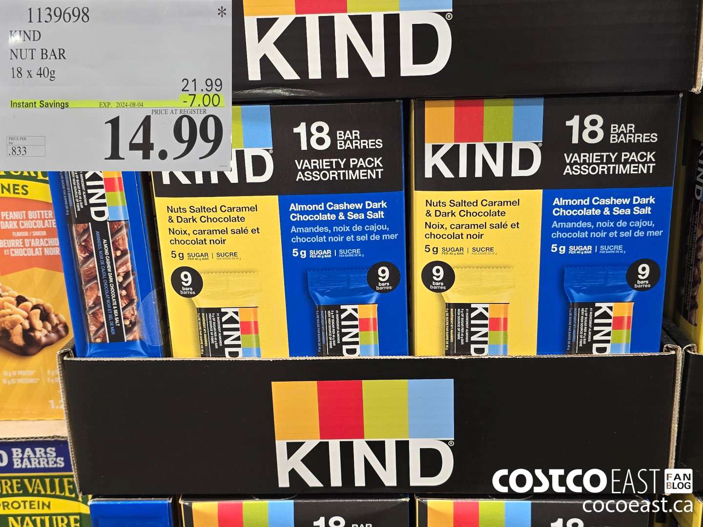1139698 KIND NUT BAR 18 x 40G ($7.00 INSTANT SAVINGS EXPIRES ON 2024-08-04) $14.99