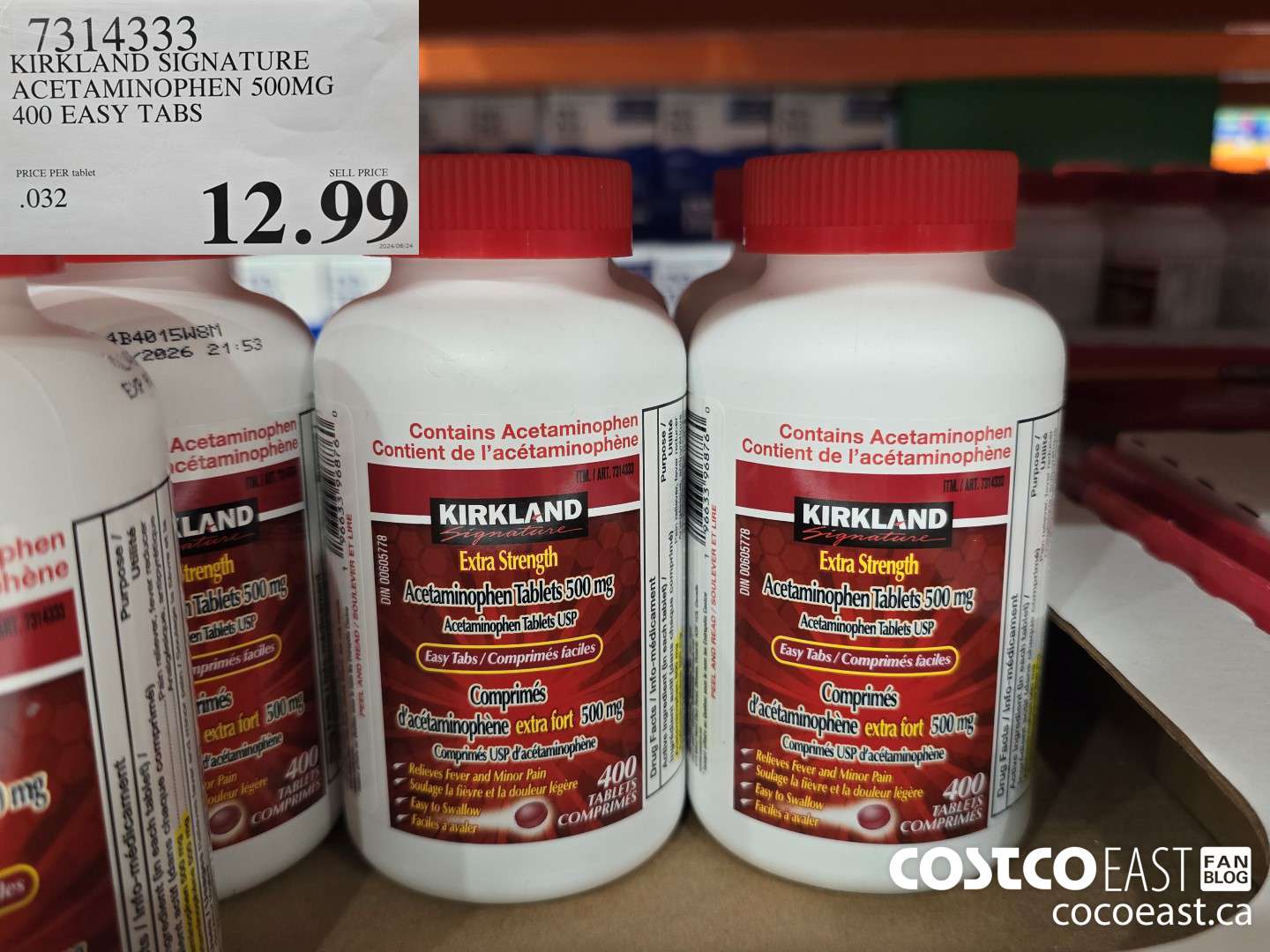 7314333 KIRKLAND SIGNATURE ACETAMINOPHEN S00MG 400 EASY TABS $12.99