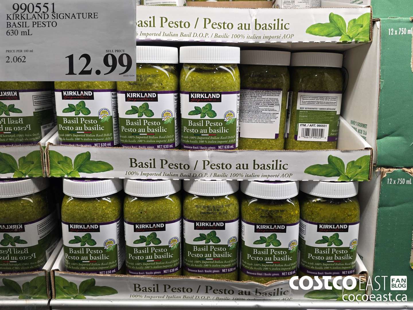 990551 KIRKLAND SIGNATURE BASIL PESTO 630 ML $12.99