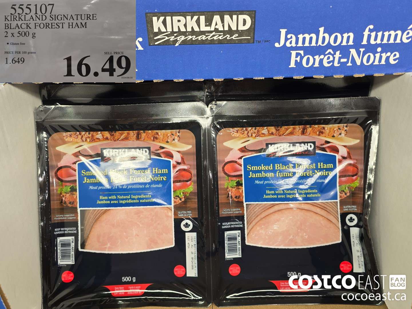 555107 KIRKLAND SIGNATURE BLACK FOREST HAM 2 X 500 G $16.49