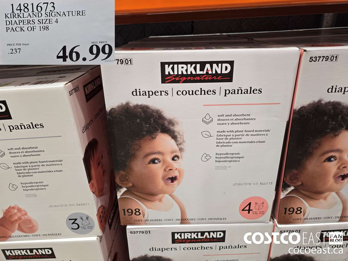 1481673 KIRKLAND SIGNATURE DIAPERS SIZE 4 PACK OF 198 $46.99