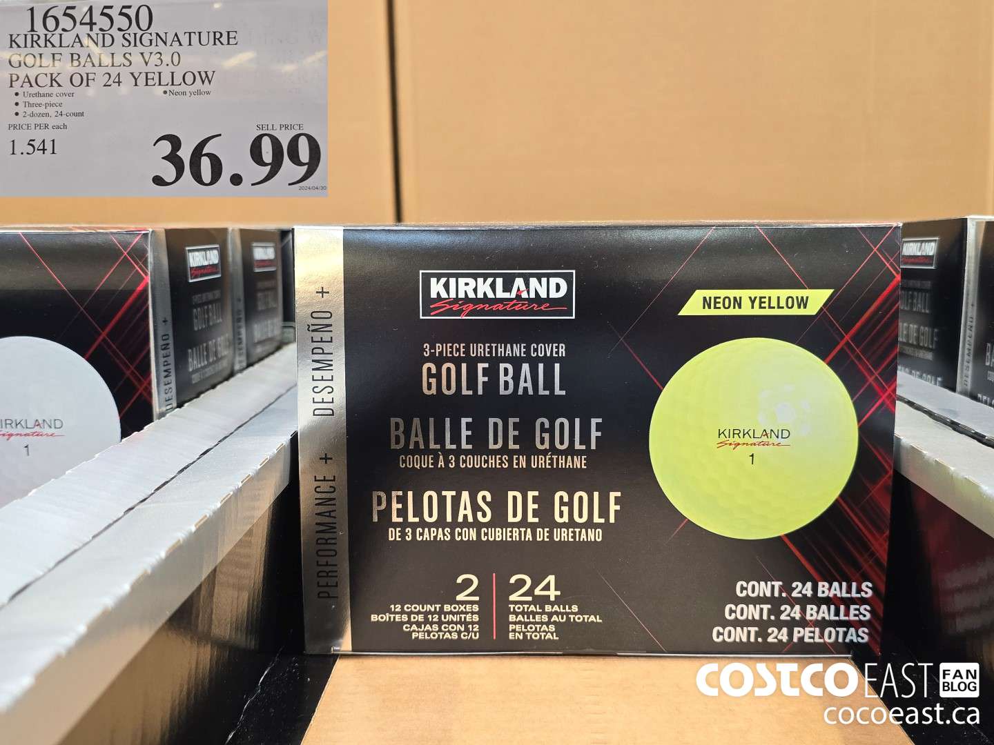 1654550 KIRKLAND SIGNATURE GOLF BALLS V3.0 PACK OF 24 YELLOW $36.99