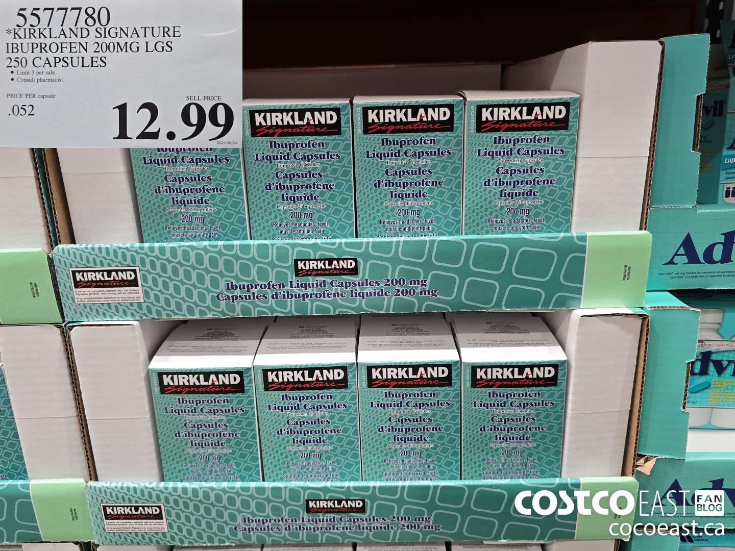 5577780 *KIRKLAND SIGNATURE IBUPROFEN 200MG LGS 250 capsules $12.99
