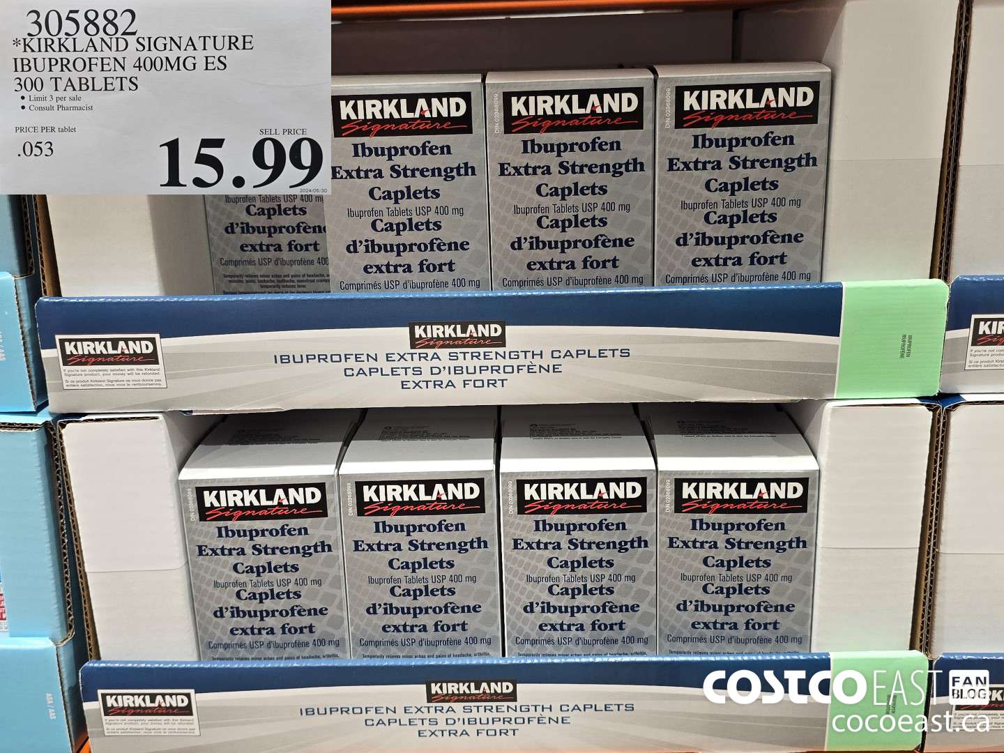 305882 KIRKLAND SIGNATURE IBUPROFEN 400MG ES 300 TABLETS $15.99