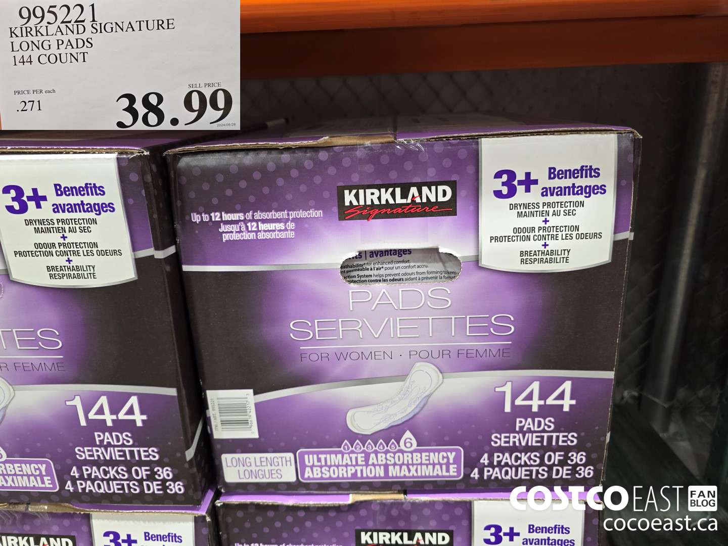 995221 KIRKLAND SIGNATURE LONG PADS 144 COUNT $38.99