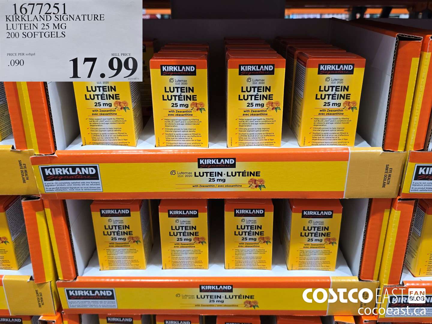 1677251 KIRKLAND SIGNATURE LUTEIN 25 MG 200 SOFTGELS $17.99