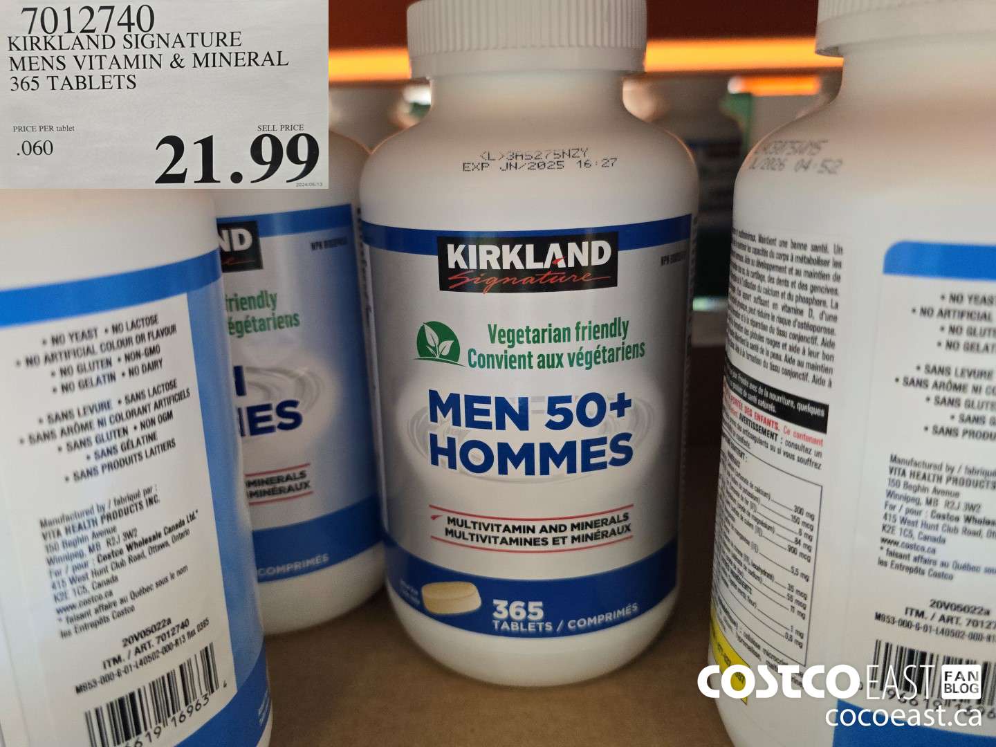 7012740 KIRKLAND SIGNATURE MENS VITAMIN & MINERAL 365 TABLETS $21.99