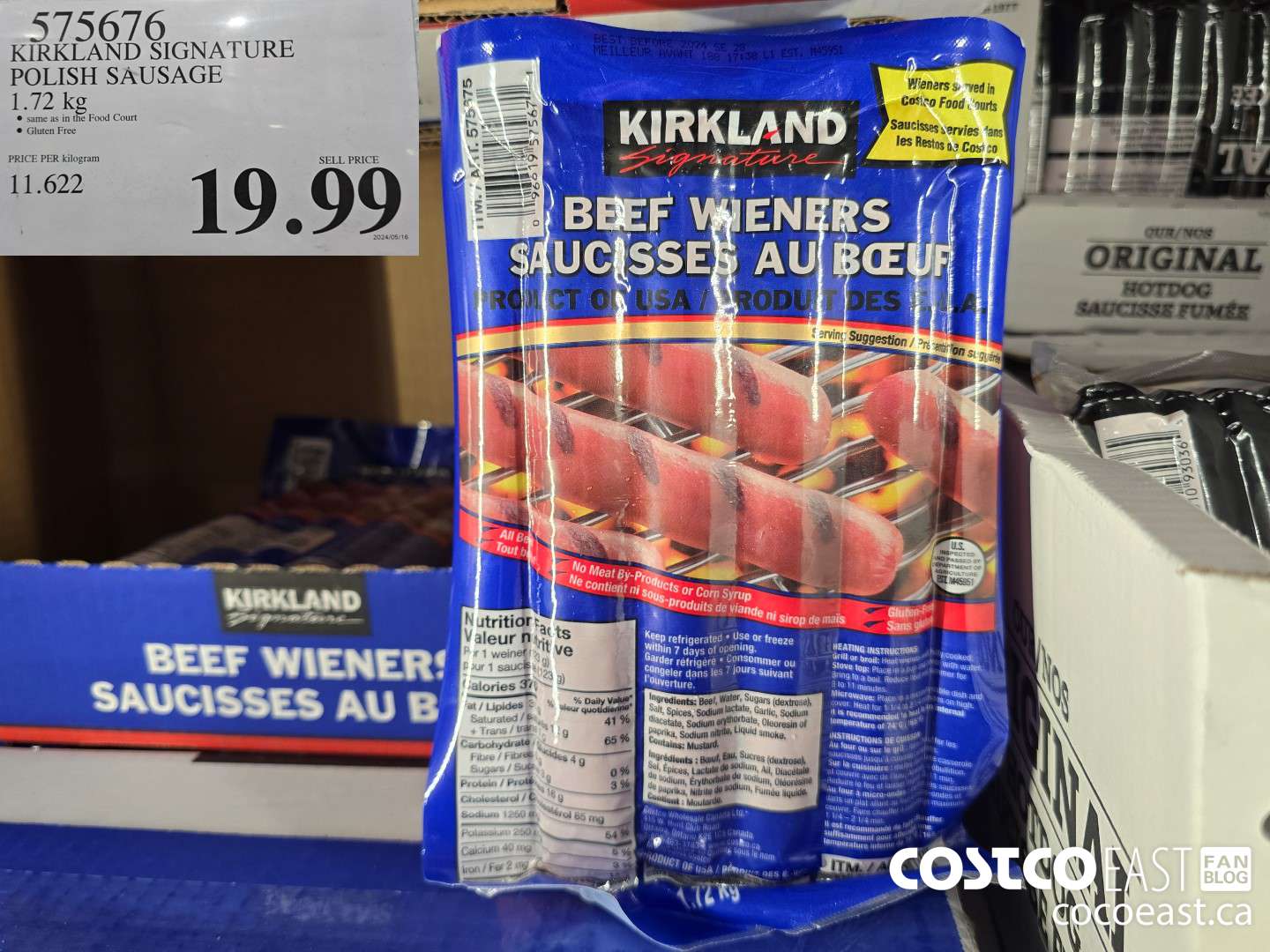 575676 KIRKLAND SIGNATURE POLISH SAUSAGE 1.72 KG $19.99
