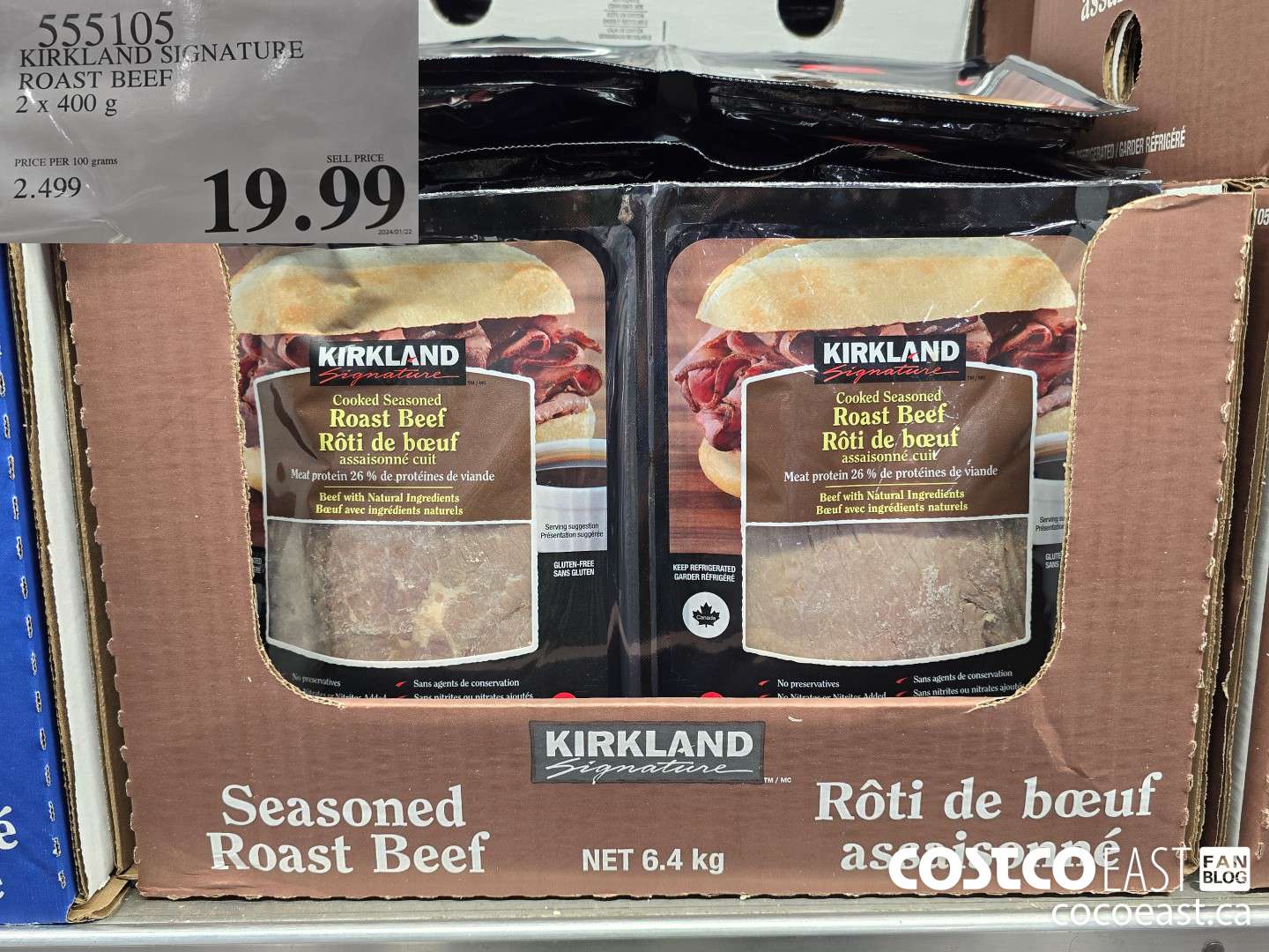 555105 KIRKLAND SIGNATURE ROAST BEEF 2 X 400 G $19.99
