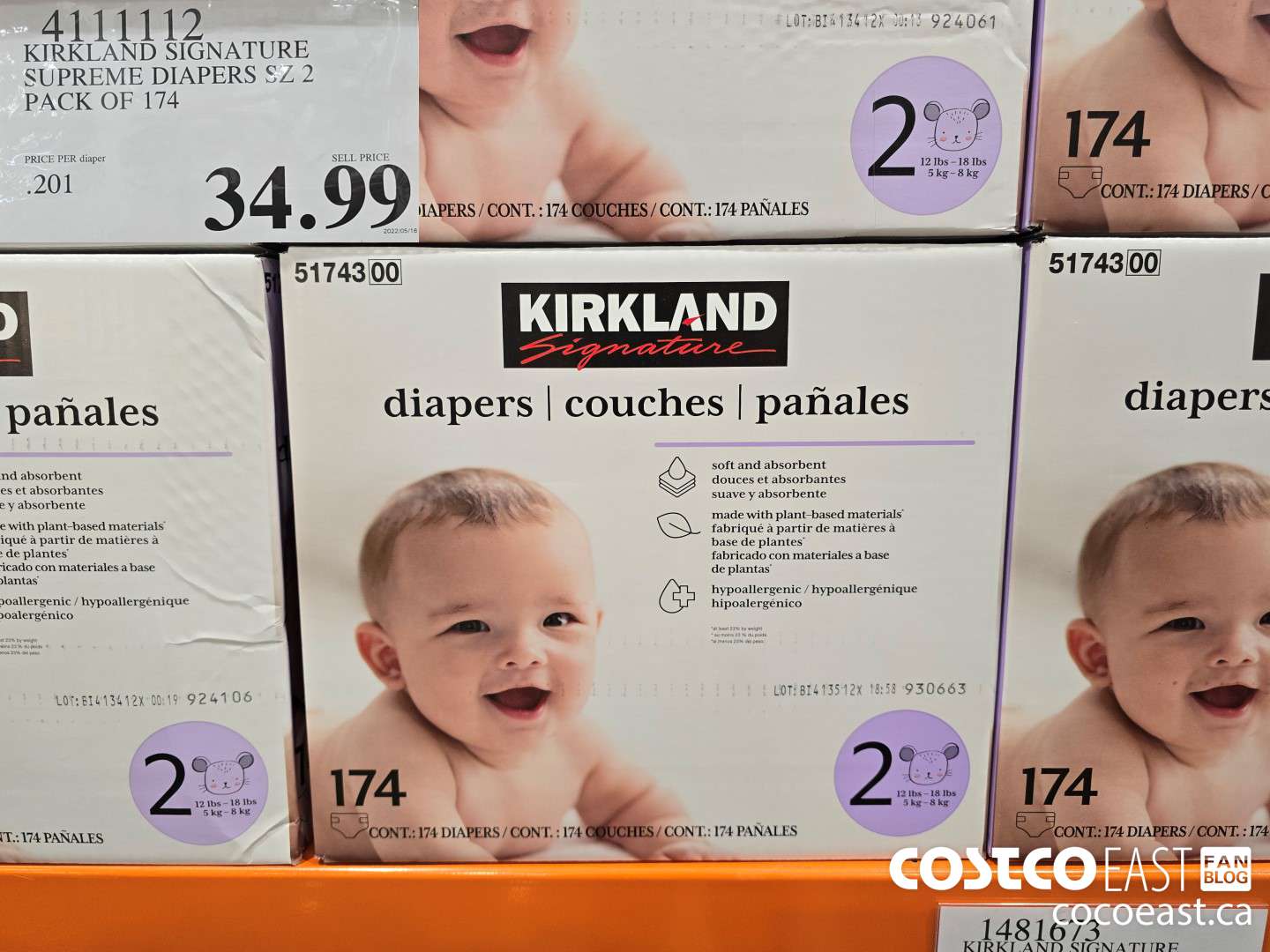 4111112 KIRKLAND SIGNATURE SUPREME DIAPERS SZ 2 PACK OF 174 $34.99