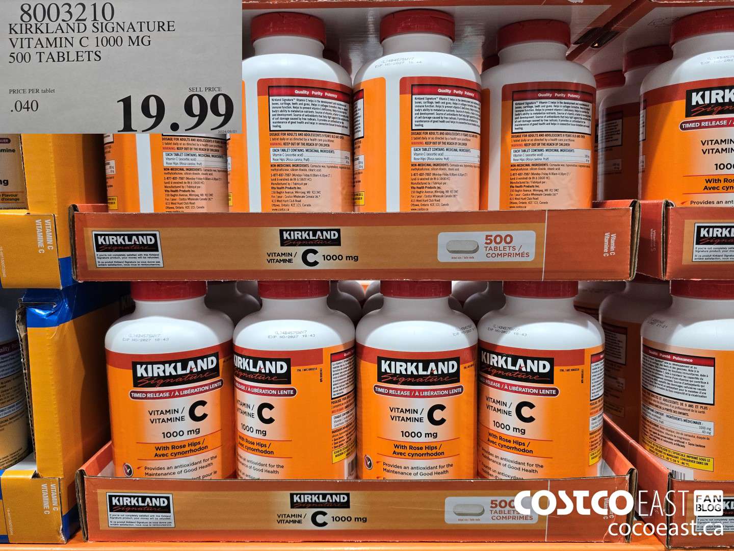 8003210 KIRKLAND SIGNATURE VITAMIN C 1000 MG 500 TABLETS $19.99