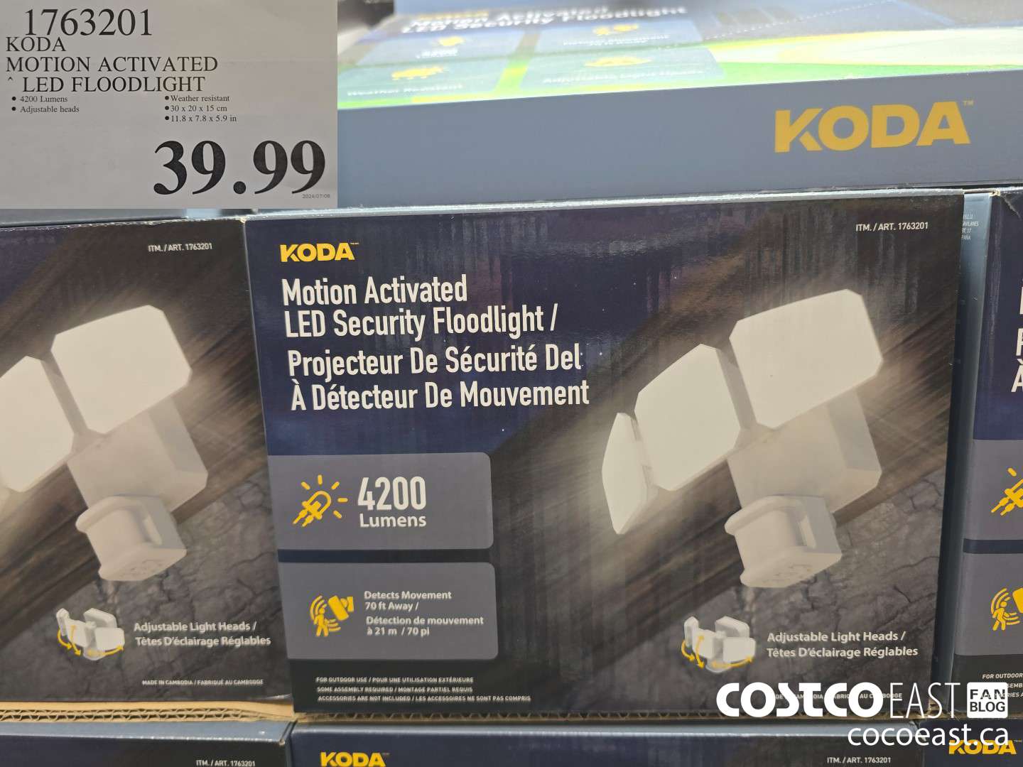 1763201 KODA MOTION ACTIVATED LED FLOODLIGHT $39.99